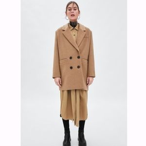 Zara Women's Masculine Camel coat size M New Never Worn